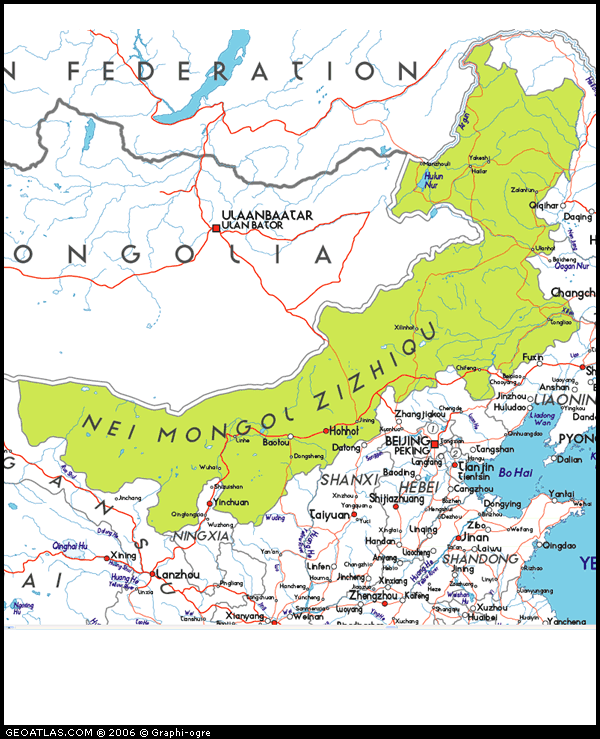 Map of Nei Mongol Zizhiqu